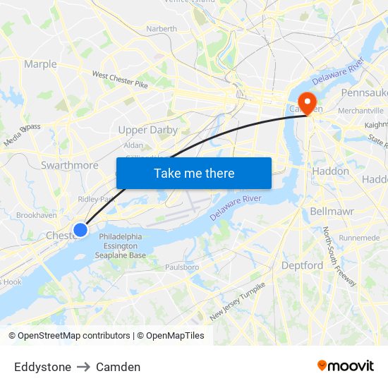 Eddystone to Camden map