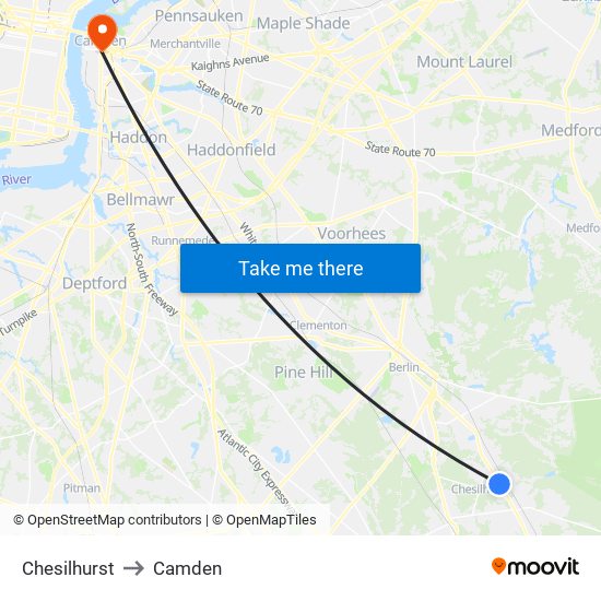 Chesilhurst to Camden map