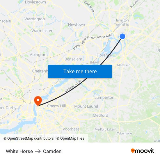 White Horse to Camden map