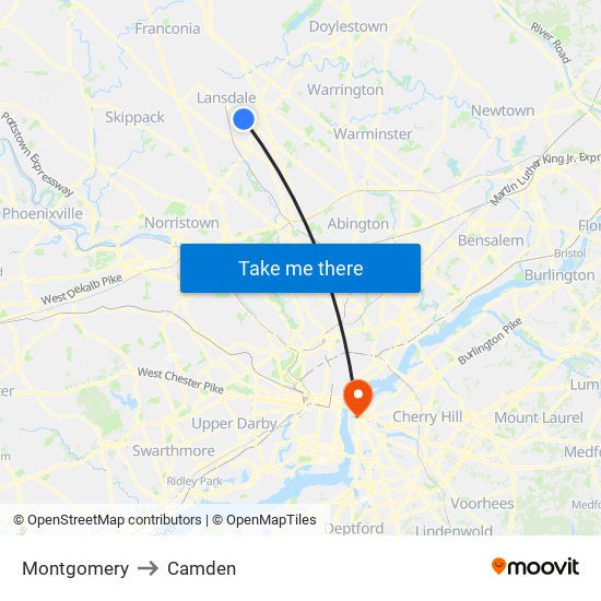Montgomery to Camden map