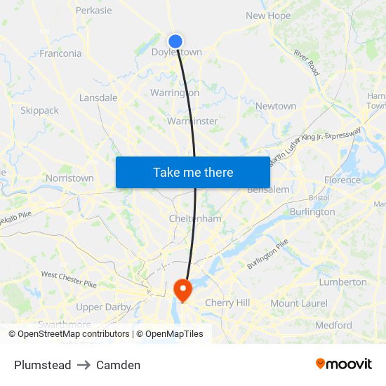 Plumstead to Camden map