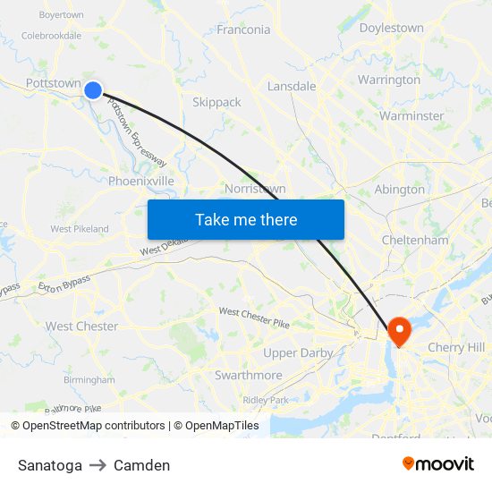 Sanatoga to Camden map