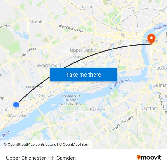 Upper Chichester to Camden map