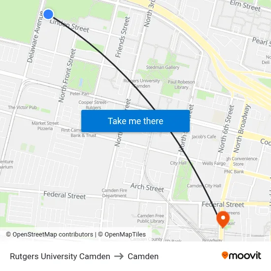 Rutgers University Camden to Camden map