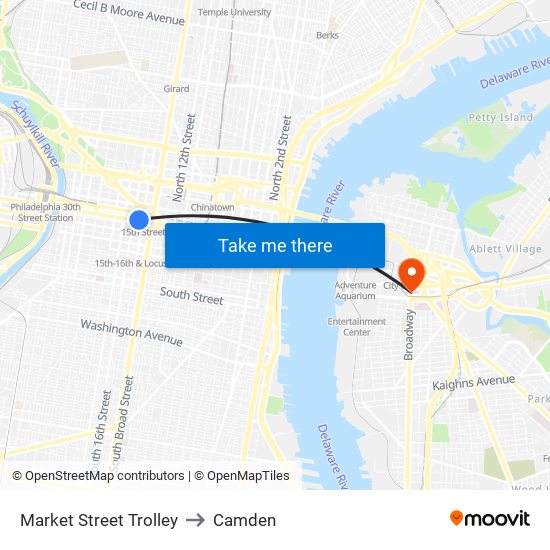 Market Street Trolley to Camden map