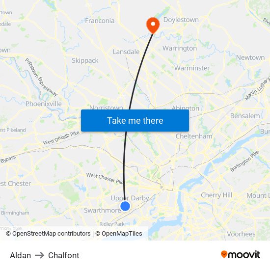Aldan to Chalfont map