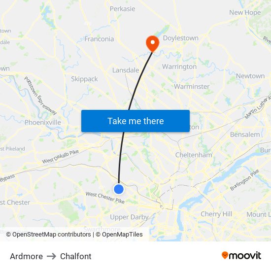 Ardmore to Chalfont map