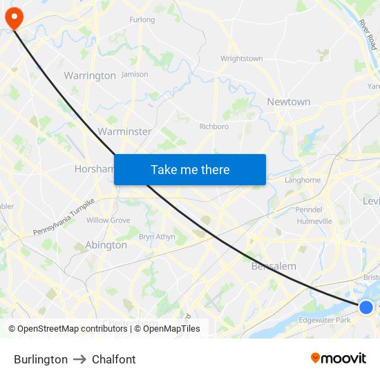 Burlington to Chalfont map