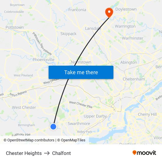 Chester Heights to Chalfont map