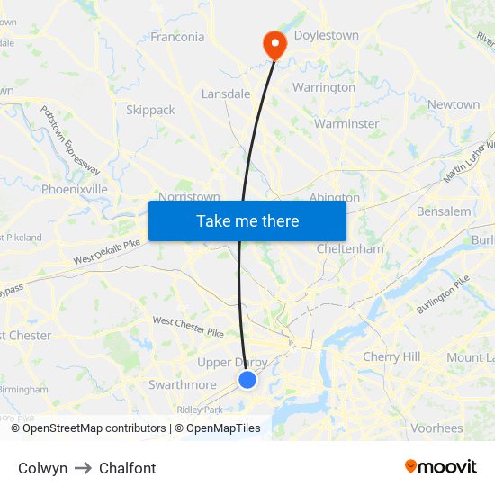 Colwyn to Chalfont map