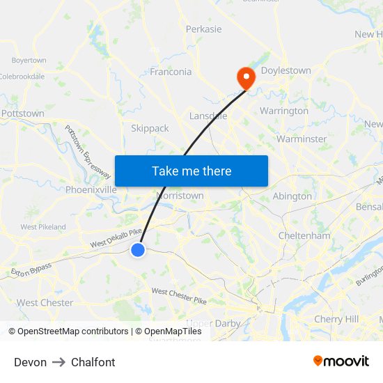 Devon to Chalfont map