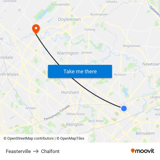 Feasterville to Chalfont map