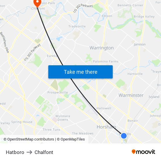 Hatboro to Chalfont map