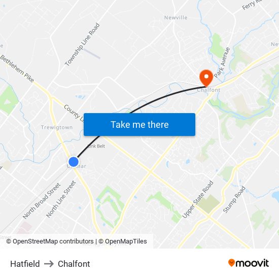 Hatfield to Chalfont map