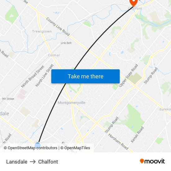 Lansdale to Chalfont map