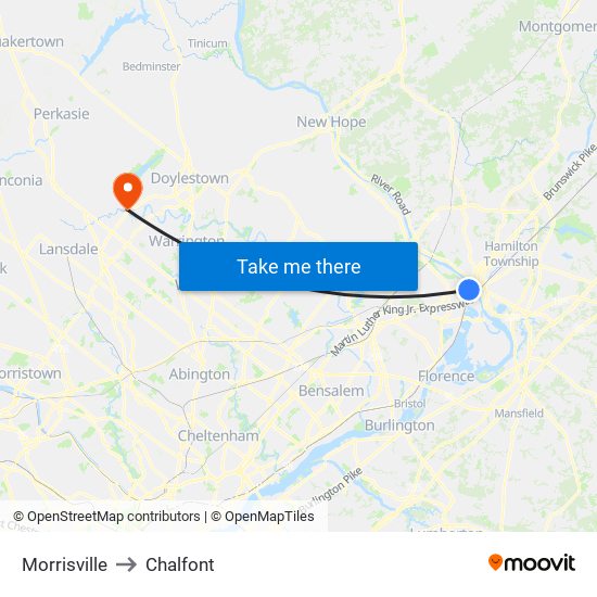Morrisville to Chalfont map