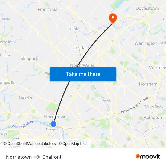 Norristown to Chalfont map