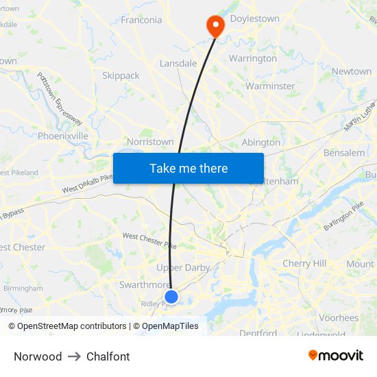 Norwood to Chalfont map