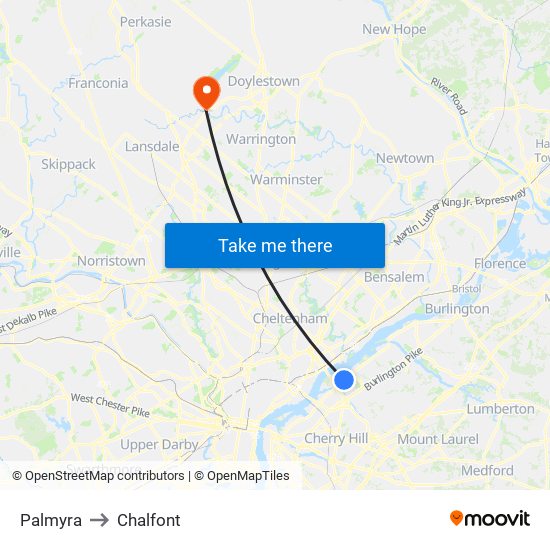 Palmyra to Chalfont map