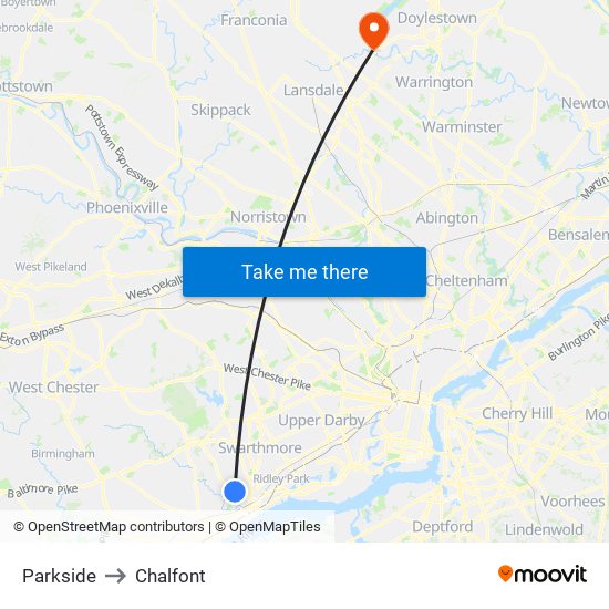 Parkside to Chalfont map