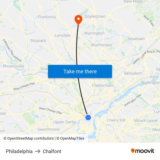 Philadelphia to Chalfont map