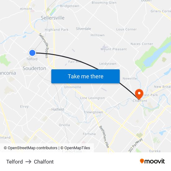 Telford to Chalfont map