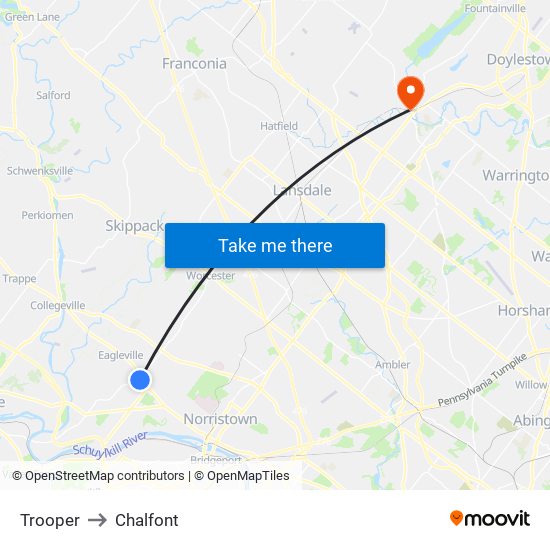 Trooper to Chalfont map
