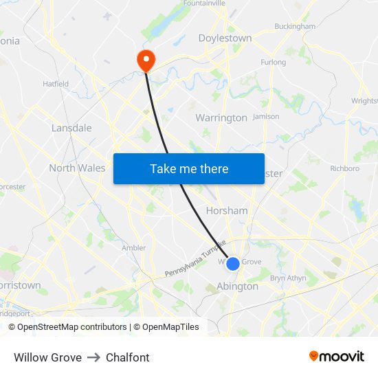 Willow Grove to Chalfont map