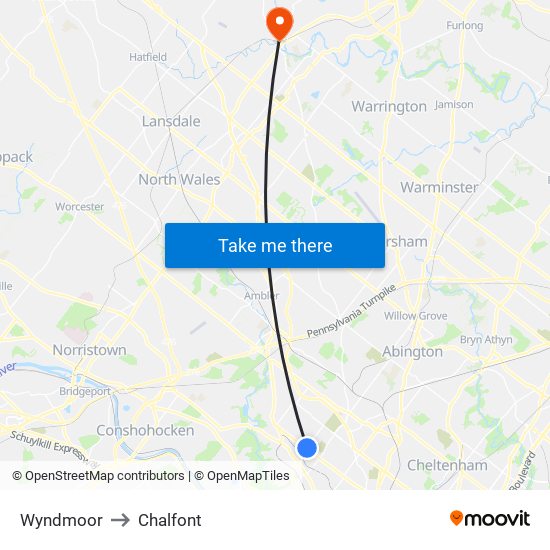Wyndmoor to Chalfont map