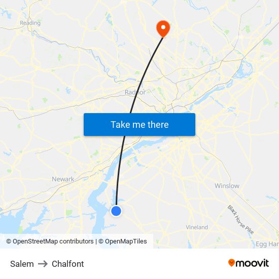 Salem to Chalfont map