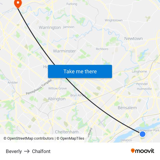 Beverly to Chalfont map