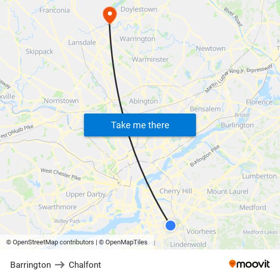 Barrington to Chalfont map