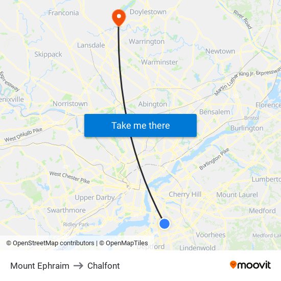 Mount Ephraim to Chalfont map