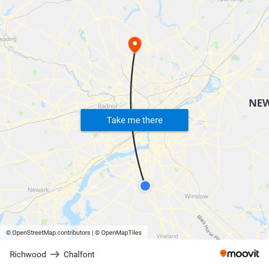 Richwood to Chalfont map