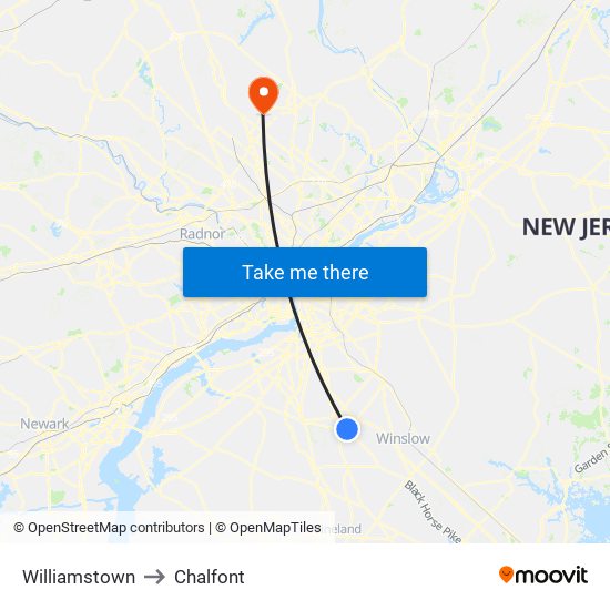 Williamstown to Chalfont map