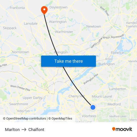 Marlton to Chalfont map