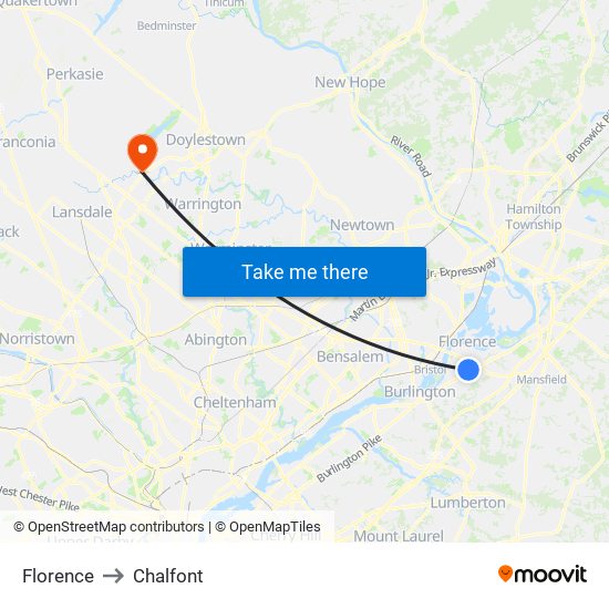 Florence to Chalfont map