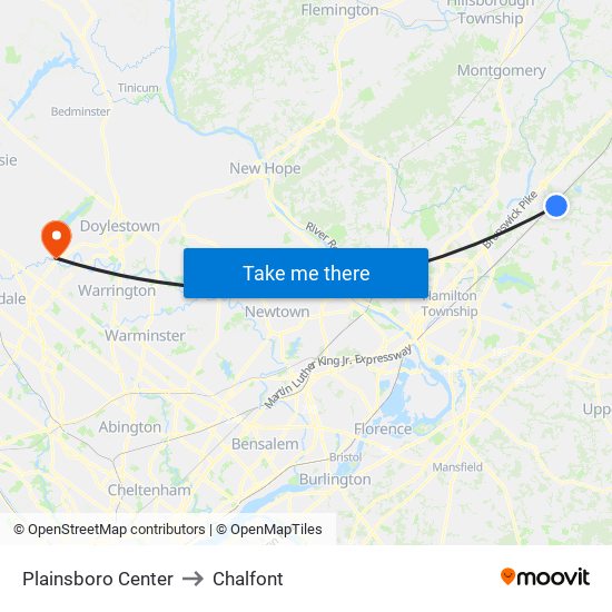 Plainsboro Center to Chalfont map