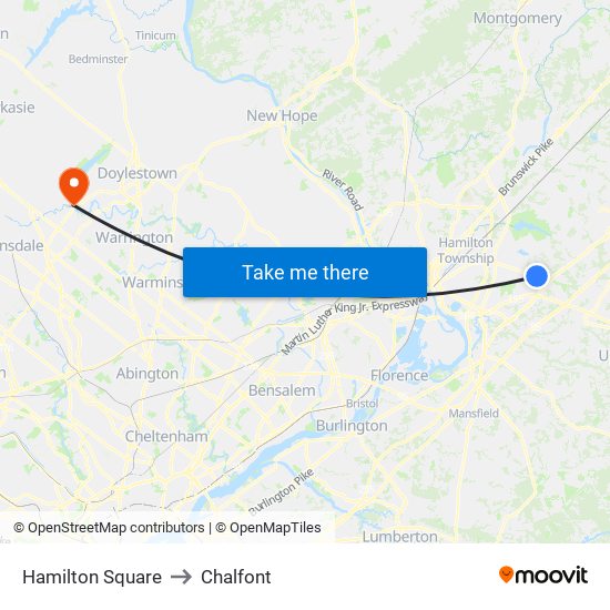 Hamilton Square to Chalfont map