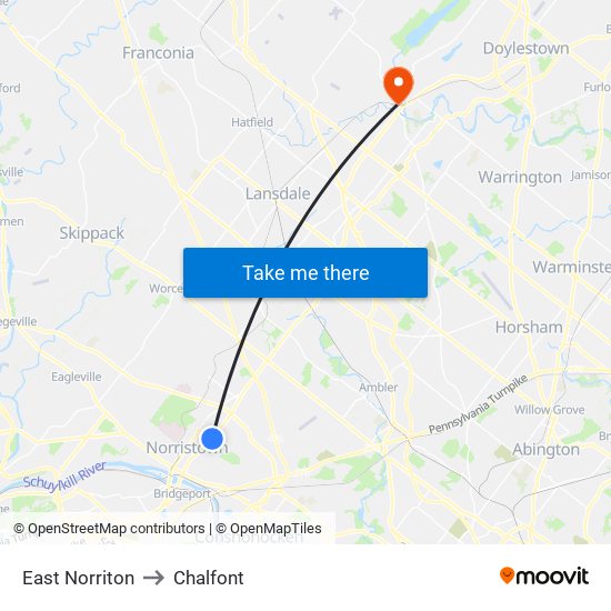 East Norriton to Chalfont map