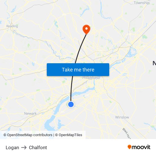 Logan to Chalfont map