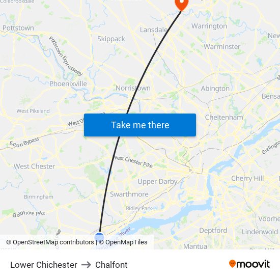 Lower Chichester to Chalfont map