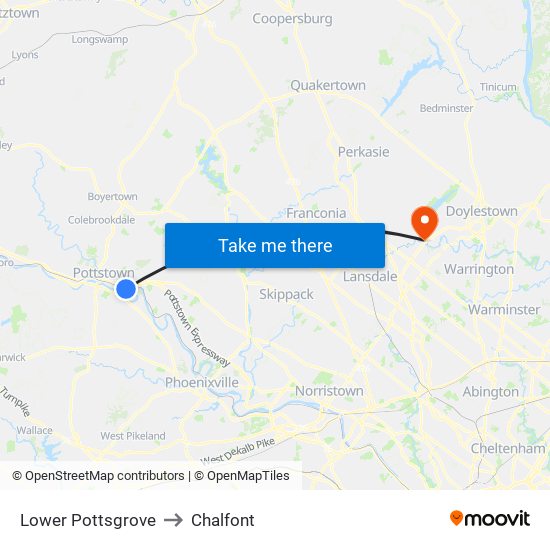 Lower Pottsgrove to Chalfont map