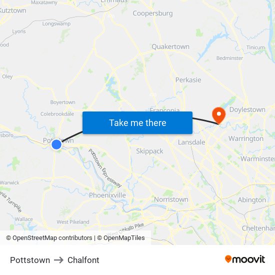 Pottstown to Chalfont map