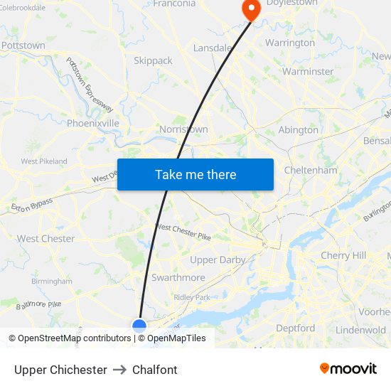 Upper Chichester to Chalfont map