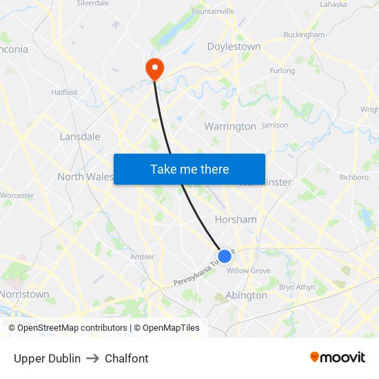 Upper Dublin to Chalfont map