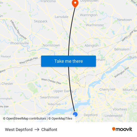 West Deptford to Chalfont map