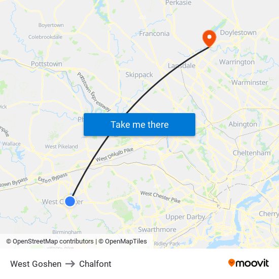 West Goshen to Chalfont map