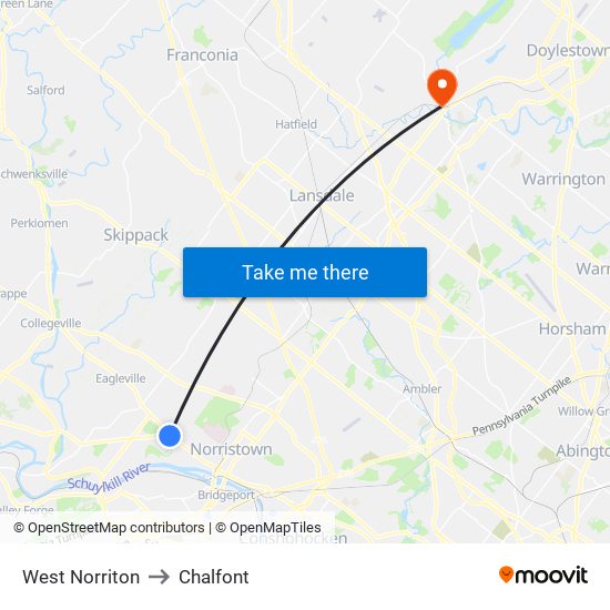 West Norriton to Chalfont map