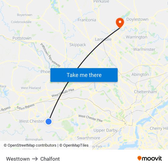 Westtown to Chalfont map